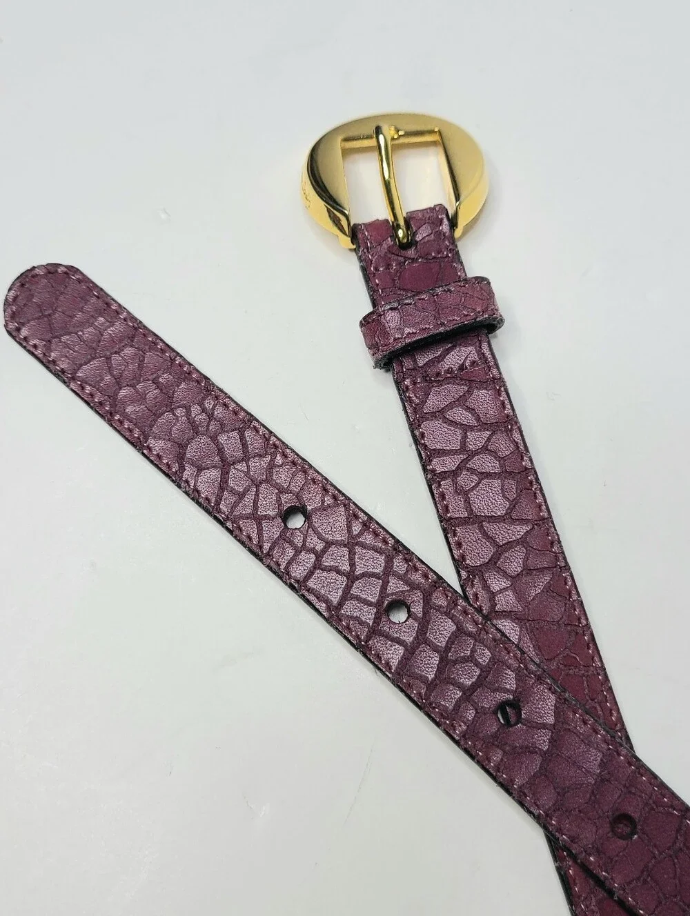 Pierre Cardin Burgundy Imported Cowhide Skinny Vintage Belt